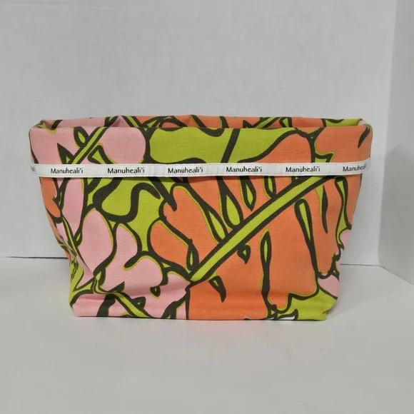 Vntg Manuheali'i (RARE) Multicolor Floral Canvas Tote Bag 10"X10"X6 1/2" Stp 20" - Picture 3 of 12